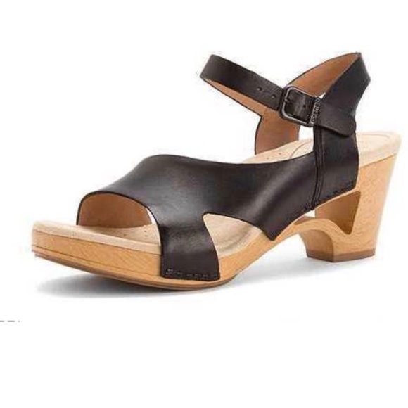 Dansko Shoes - DANSKO TASHA BLACK WOODEN SANDALS CUTOUT CUSHION 7